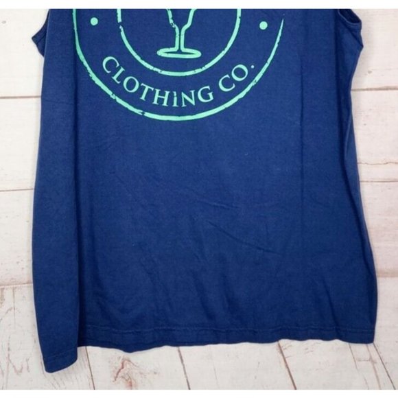 Beach Simple Clothing Co. Graphics Blue Cotton Tank Top - Picture 6 of 10